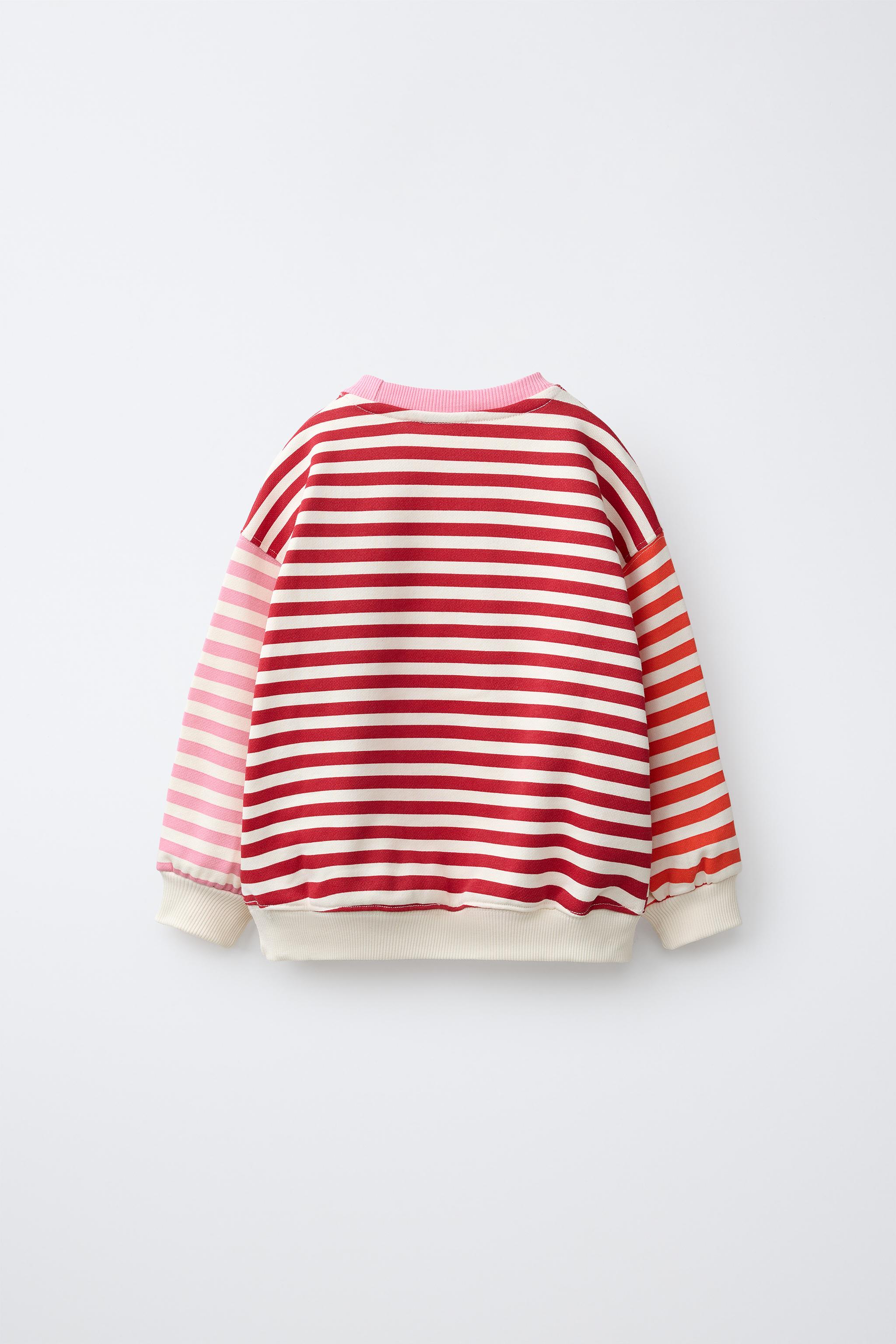 STRIPED STRAWBERRY EMBROIDERED SWEATSHIRT